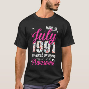 31e verjaardag Geweldige sinds juli 1991 Floral T-shirt