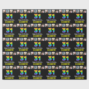31e verjaardag: Regenboog "31"; Aangepaste foto's  Cadeaupapier