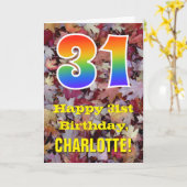 31e verjaardag; Rustieke herfstbladeren; Regenboog Kaart (Gele Bloem)