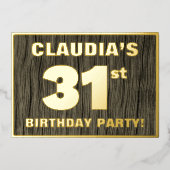 31e verjaardag: Vet, Faux-houten graan Pattern Folie Uitnodiging (Voorkant)