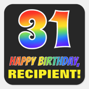 31e verjaardag: Vet, vun, eenvoudig, regenboog 31 Vierkante Sticker