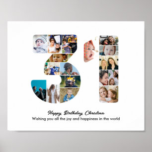 31e Verjaardagsfeest Nummer 31 Fotocollage Poster