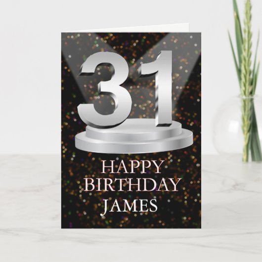 31st Birthday Spotlights Voeg een naam toe Kaart (Voorkant)