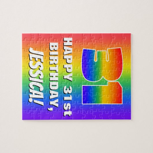 31ste verjaardag: kleurrijk, vun regenboogpatroon  legpuzzel (Horizontaal)