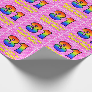 31ste verjaardag: roze strips & harten, regenboogn cadeaupapier