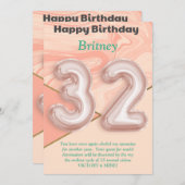 32 ans filles Bonne carte d'anniversaire (Devant / Derrière)