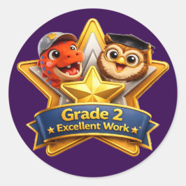 32 excellent work with the owl and Rex round achie Ronde Sticker