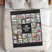 32 Foto Collage Modern Square Black - Witte tekst Fleece Deken