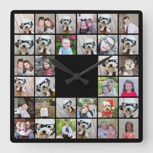 32 Foto van Collage Modern Square Layout Black Vierkante Klok (Voorkant)