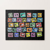 32 grafische portretten van de grootste componiste legpuzzel (Horizontaal)