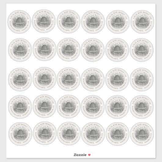 32-inch vinyl LOCAL HONEY mini jar LABELS (Vel)