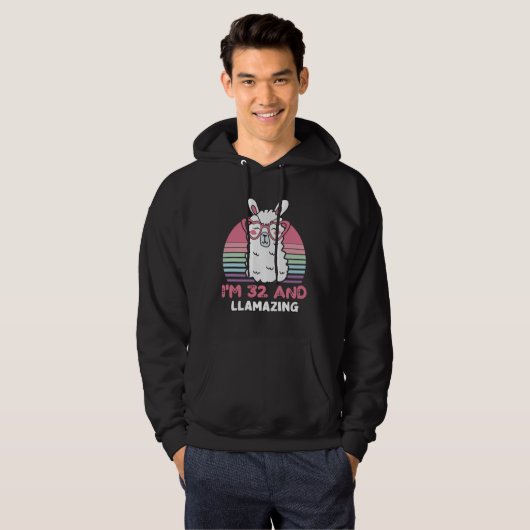 32 jaar oude dag Llamazing 32e verjaardag Llama Hoodie (Voorkant volledig)