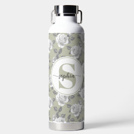 32 oz.Roos Tuin Monogram Salie Groene Waterfles