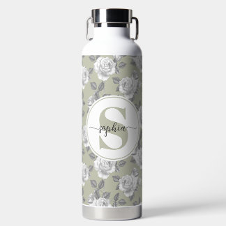 32 oz.Roos Tuin Monogram Salie Groene Waterfles