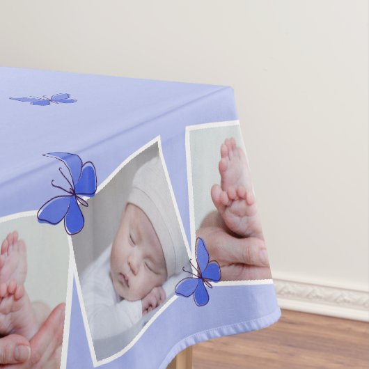 32 Vierkante Afbeeldingen Fotocollage Blauwe Vlind Tafelkleed (Voorbeeld)