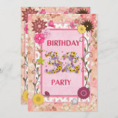 32e anniversaire invitation fête avec cadre fleuri (Devant / Derrière)