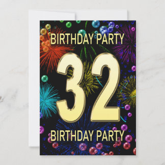 32e anniversaire Invitation fête feux d'artifice