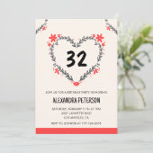 32e anniversaire invitations pour son coeur floral (Debout devant)