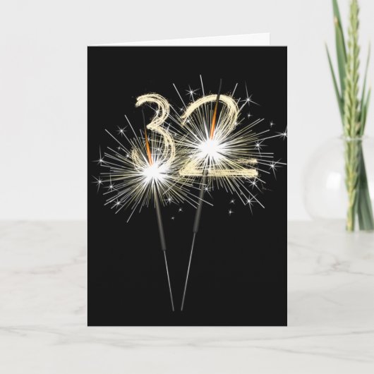 32e anniversaire Sparklers sur carte noire (Devant)