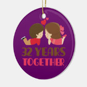 32e bruiloft Jubileum cadeau voor haar Keramisch Ornament (Links)