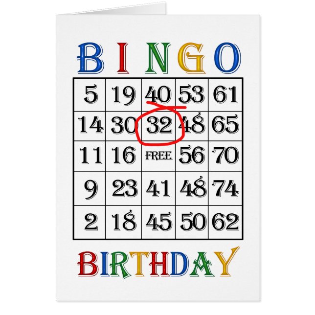 32e carte Bingo anniversaire (Devant)
