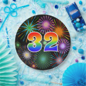 32e Evenement - Leuk, Kleurrijk, Vet, Regenboog 32 Papieren Bordje (Feest)