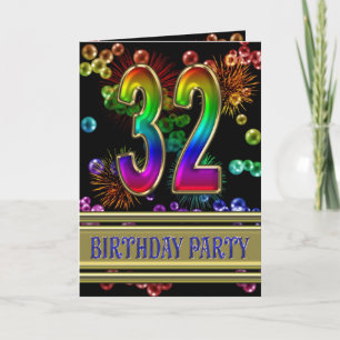 32e fête d'anniversaire Invitation