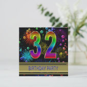 32e fête d'anniversaire Invitation avec bulles (Debout devant)