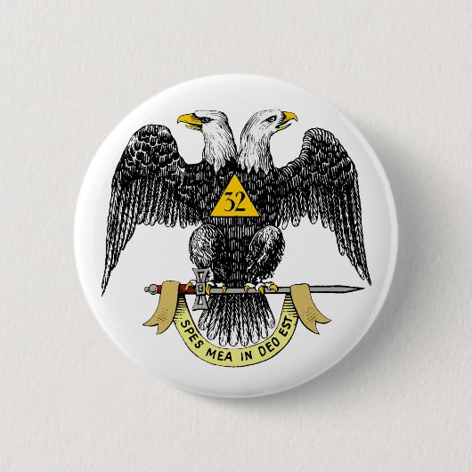32e graads Scottish Rite Black Eagle Ronde Button 5,7 Cm (Voorkant)