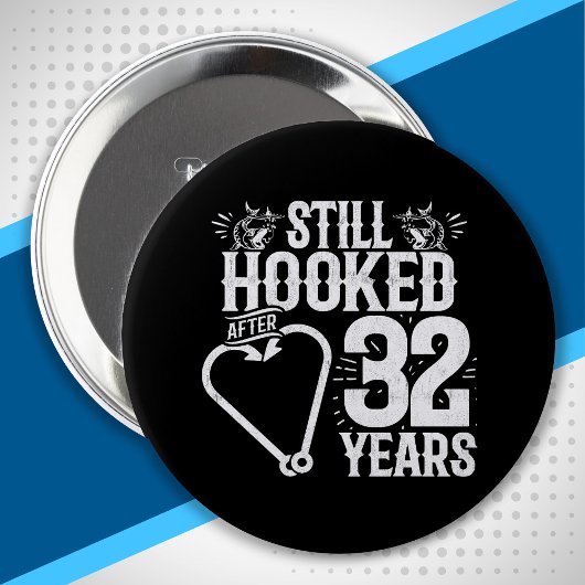 32e Jubileum paren gehuwd over 32 jaar Ronde Button 4,0 Cm