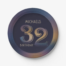 32e paarse en gouden verjaardag papieren bordje