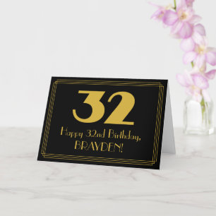 32e verjaardag: Art Deco geïnspireerd look "32" &  Kaart