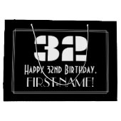 32e verjaardag ~ Art Deco geïnspireerde look "32" Groot Cadeauzakje (Achterkant)