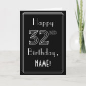 32e verjaardag: Art Deco Style # 32 en aangepaste  Kaart (Voorkant)