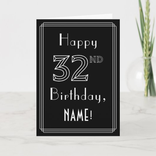32e verjaardag: Art Deco Style # 32 en aangepaste  Kaart (Voorkant)