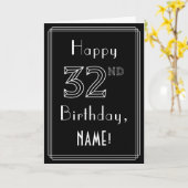 32e verjaardag: Art Deco Style # 32 en aangepaste  Kaart (Gele Bloem)