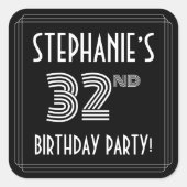 32e verjaardag: Art Deco Style en aangepaste naam Vierkante Sticker (Voorkant)