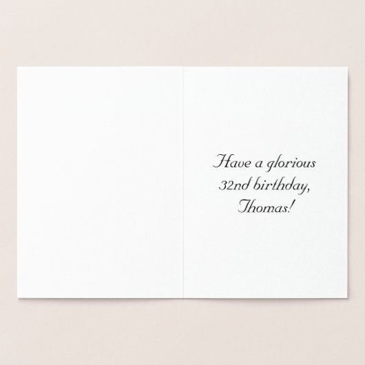 32e verjaardag: Elegant, Manuscript; de Naam van Folie Kaarten (Binnen)