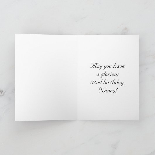 32e verjaardag: Fancy, elegant script + aangepaste Kaart (Binnen)