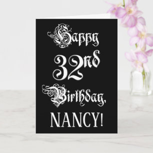 32e verjaardag: Fancy, elegant script + aangepaste Kaart
