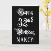 32e verjaardag: Fancy, elegant script + aangepaste Kaart (Gele Bloem)