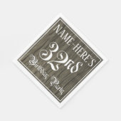 32e verjaardag — Fancy script, Faux Wood Kijk Servet (Hoek)