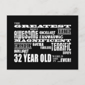 32e verjaardag feest grootste tweeëndertig jaar ou uitnodiging briefkaart (Voorkant)