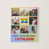 32e verjaardag: Fun Rainbow #, aangepaste naam & f Legpuzzel (Verticaal)