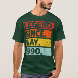 32e verjaardag Gifts legend sinds mei 1990 32 jaar T-shirt