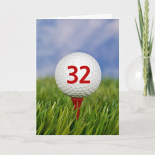 32e verjaardag Golfbal op rode tee Kaart