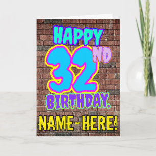 32e verjaardag - Leuke, door graffiti geïnspireerd Kaart