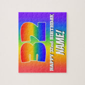32e verjaardag — Meerkleurig regenboogpatroon "32" Legpuzzel (Verticaal)
