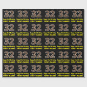 32e verjaardag: Naam & Faux Hout Grain Pattern "32 Cadeaupapier (Vlak)