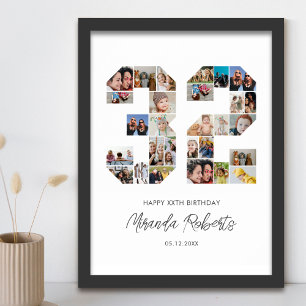 32e verjaardag nummer 32 aangepaste fotocollage poster
